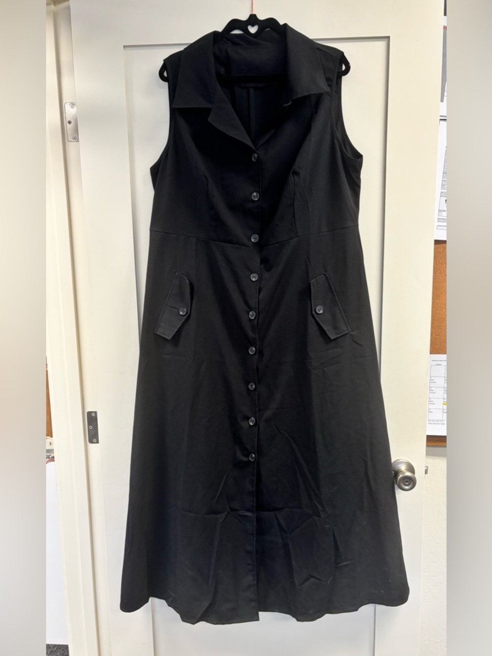 SHEIN Black Sleeveless Midi Button-Front Dress